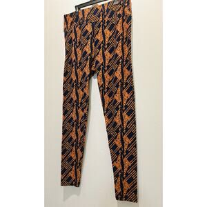 lulaRoe Giraffe Leggings Women’s One Size Tall And Curvy navy blue and orange